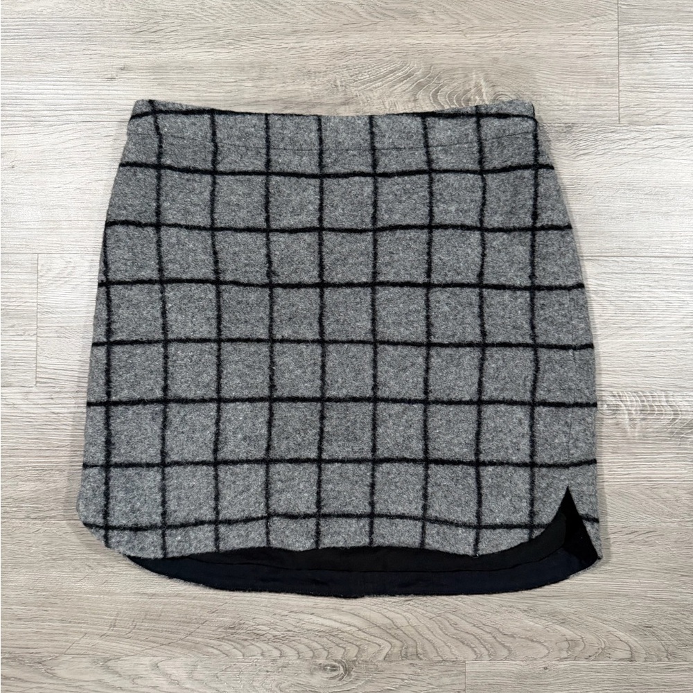 Madewell Wool Plaid Gray Checkered‎ Women's Skirt